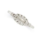 NO RESERVE - A VINTAGE DIAMOND DRESS RING in 18ct white gold, the navette shaped openwork face set
