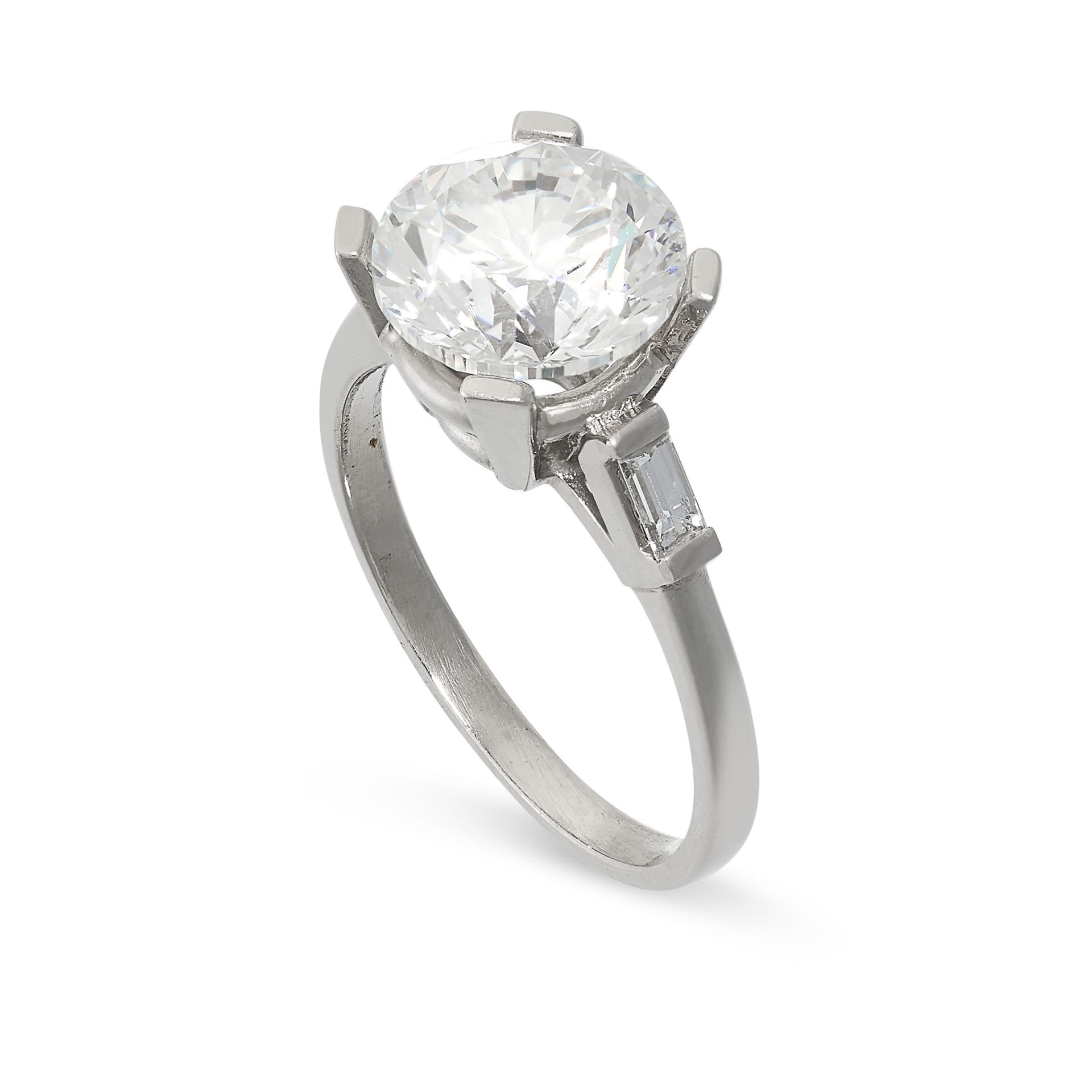 A 3.02 CARAT SOLITAIRE DIAMOND ENGAGEMENT RING set with a round brilliant cut diamonds of 3.02 - Bild 2 aus 2