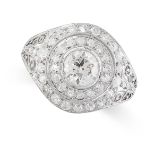 A DIAMOND DRESS RING in Art Deco design, set to the centre with an old cut diamond of 1.02 carats in