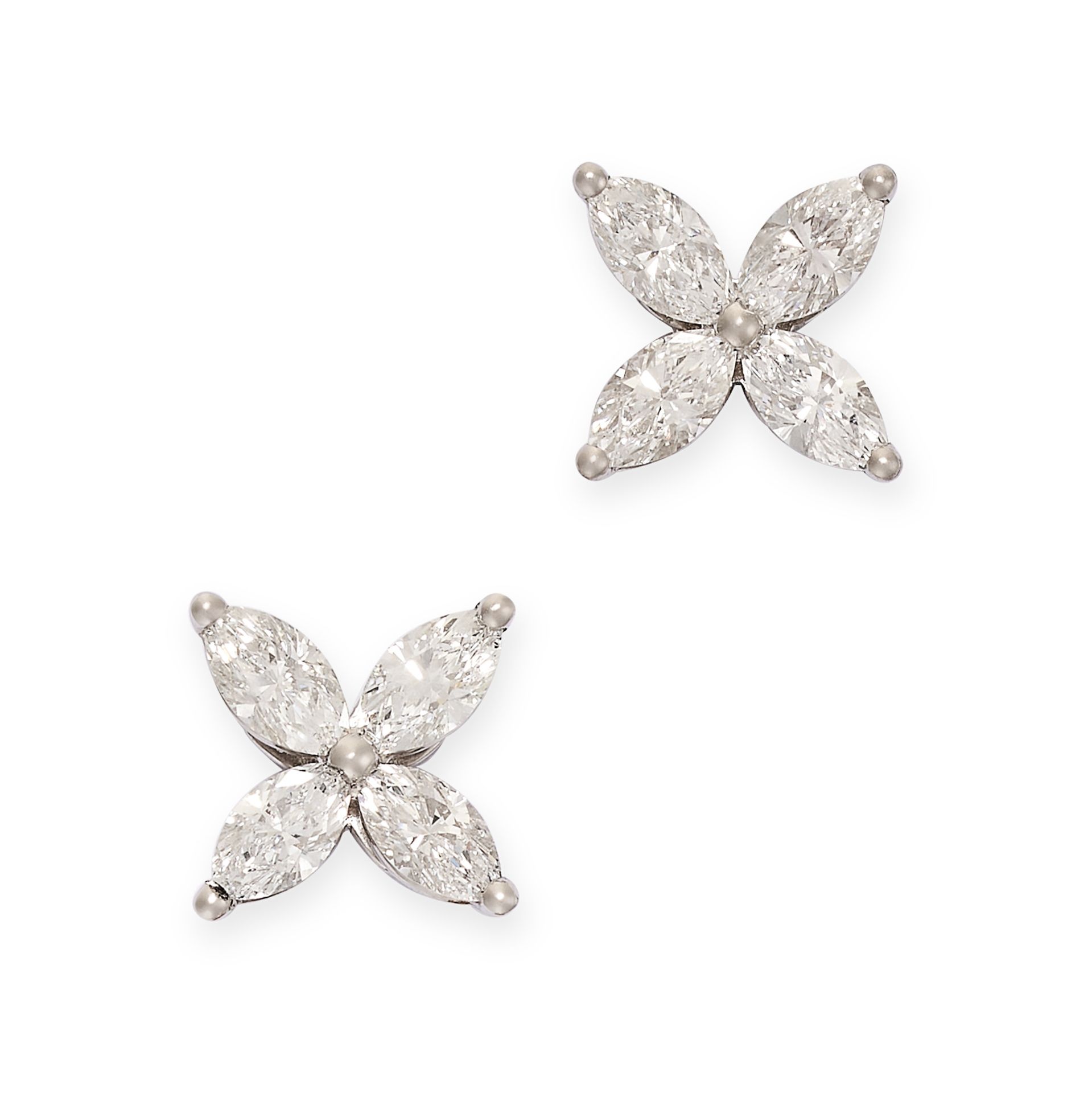 TIFFANY & CO, A PAIR OF VICTORIA DIAMOND STUD EARRINGS in platinum, medium size, each set with