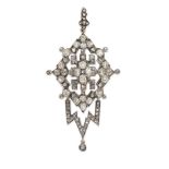 AN ANTIQUE DIAMOND BROOCH / PENDANT, 19TH CENTURY in yellow gold and silver, the diamond shaped body