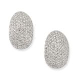 A PAIR OF DIAMOND CLIP EARRINGS in yellow gold and white gold, pave set with round brilliant cut