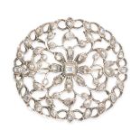 NO RESERVE - AN ANTIQUE DIAMOND BROOCH, 18TH CENTURY in silver, the openwork brooch set with table