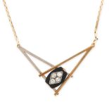 NO RESERVE - AN ONYX AND DIAMOND PENDANT NECKLACE comprising polished onyx set with four brilliant