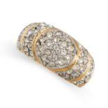 NO RESERVE - A VINTAGE WHITE GEMSTONE RING in 14ct gold, the bombe face is pave set with round cut