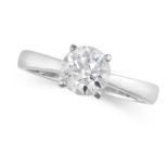 NO RESERVE - A SOLITAIRE MOISSANITE ENGAGEMENT RING in 18ct white gold, set with a round brilliant