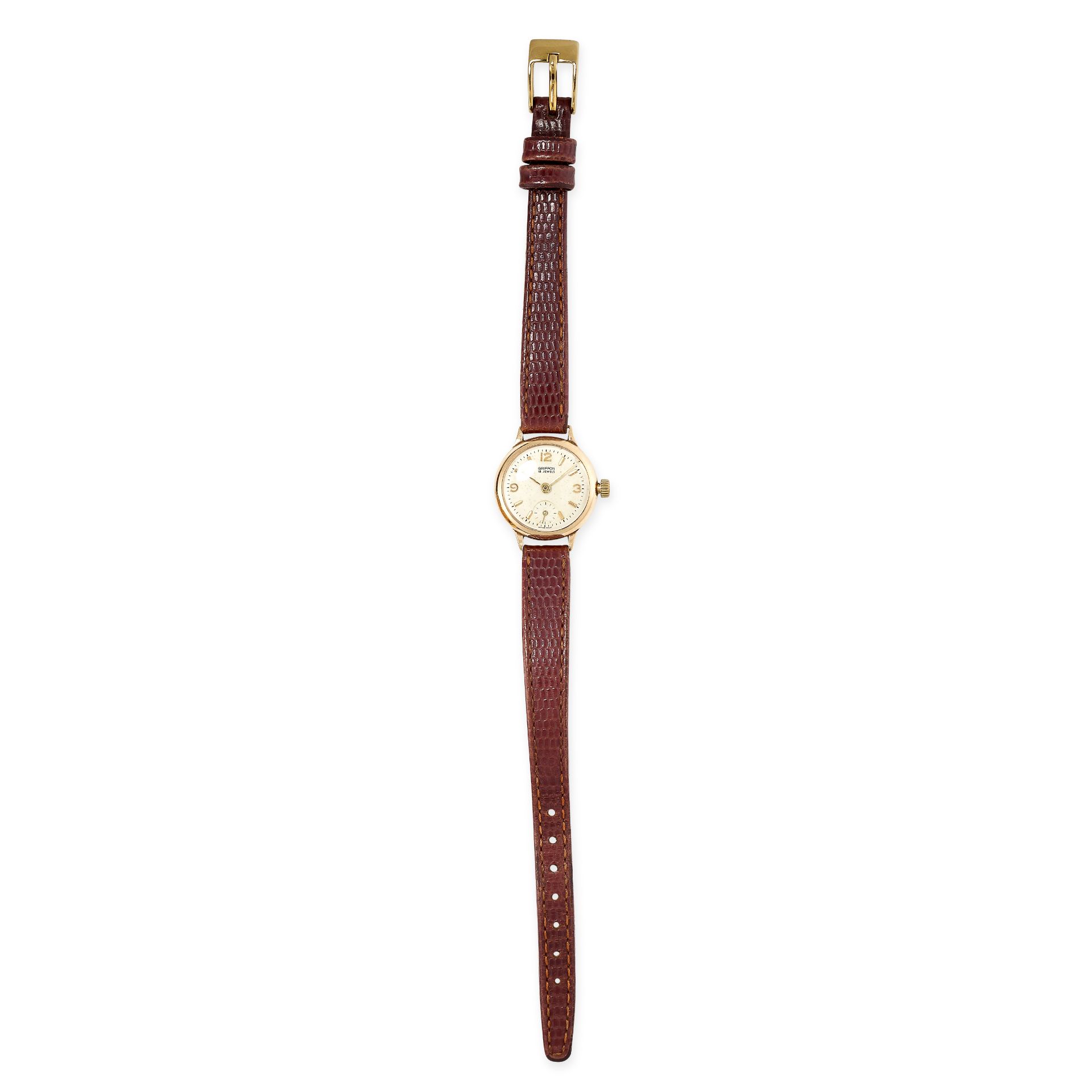 A VINTAGE LADIES WRIST WATCH the circular cream dial with Roman numerals, with brown leather