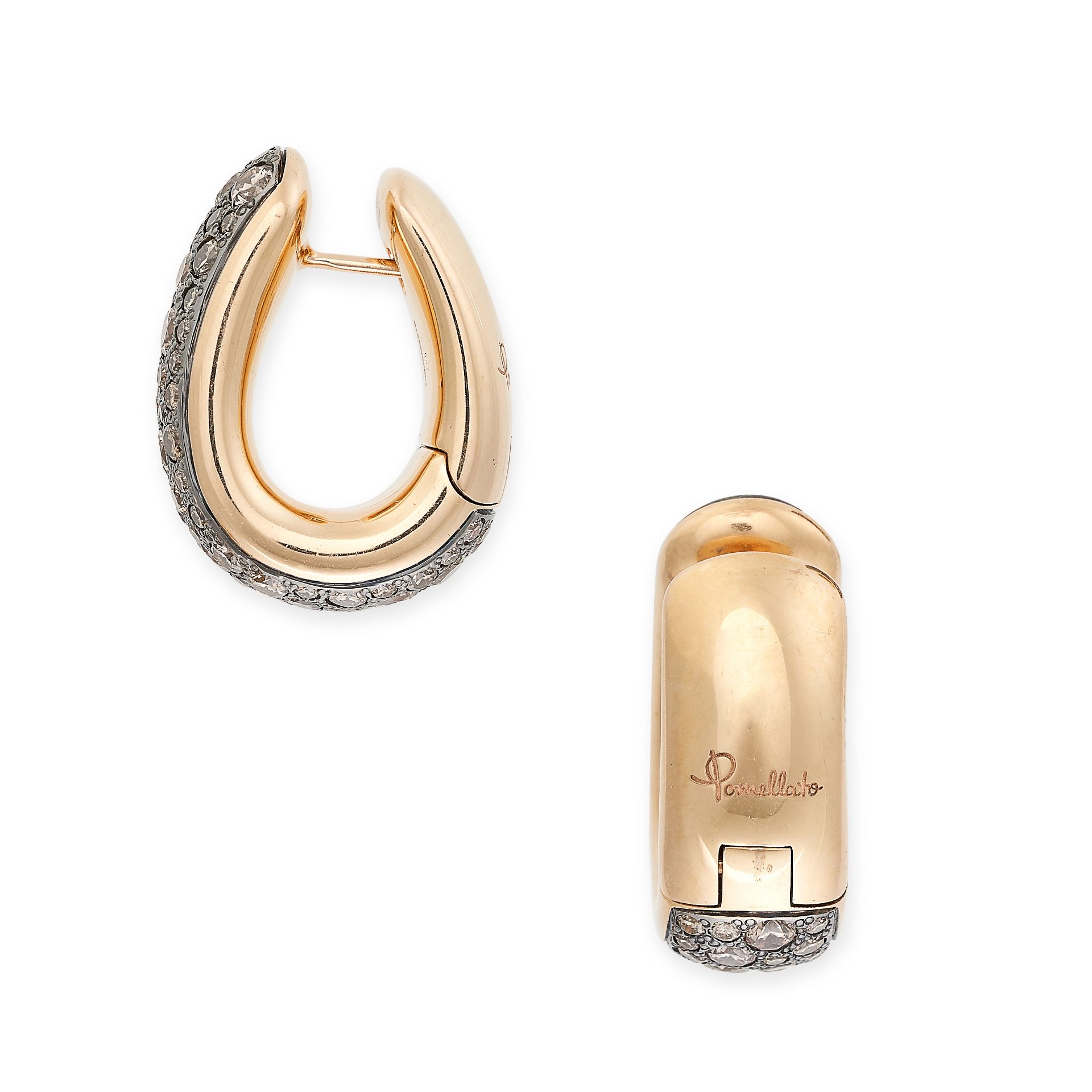 POMELLATO, A PAIR OF DIAMOND ICONICA BOLD EARRINGS in 18ct rose gold, pave set with round - Bild 2 aus 2