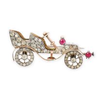 AN ART DECO PASTE MOTOR CAR BROOCH, EARLY 20TH CENTURY in yellow gold and silver, jewelled with