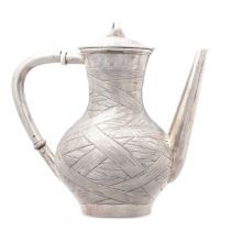 AN ANTIQUE IMPERIAL RUSSIAN SILVER COFFEE POT, STEPHAN WAKEVA, MOSCOW 1887 in 84 zolotnik silver,