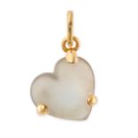 POMELLATO, A HEART PENDANT in 18ct yellow gold, set with a heart shaped piece of frosted glass,