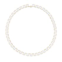 A MOONSTONE RIVIERE NECKLACE in 14ct yellow gold, comprising a single row of oval cabochon