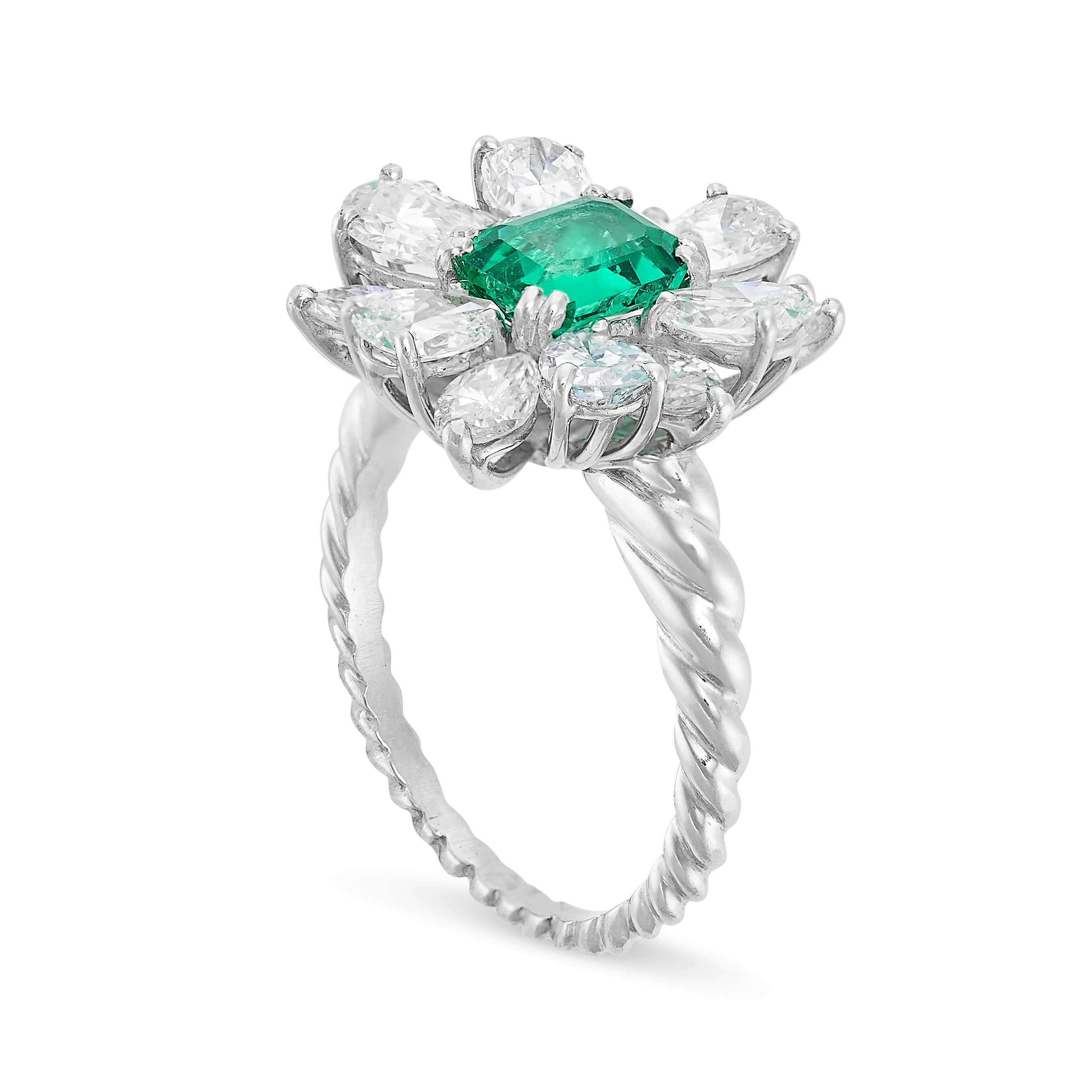 RENE KERN, A FINE EMERALD AND DIAMOND RING in platinum, set with an emerald cut emerald of 1.01 - Image 2 of 2