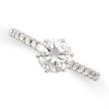 A SOLITAIRE DIAMOND ENGAGEMENT RING in 18ct white gold, set with a round brilliant cut diamond of