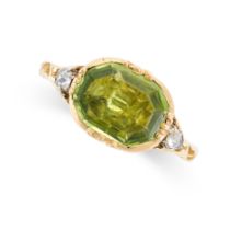 A PERIDOT AND DIAMOND DRESS RING, 19TH CENTURY AND LATER in yellow gold and silver, later