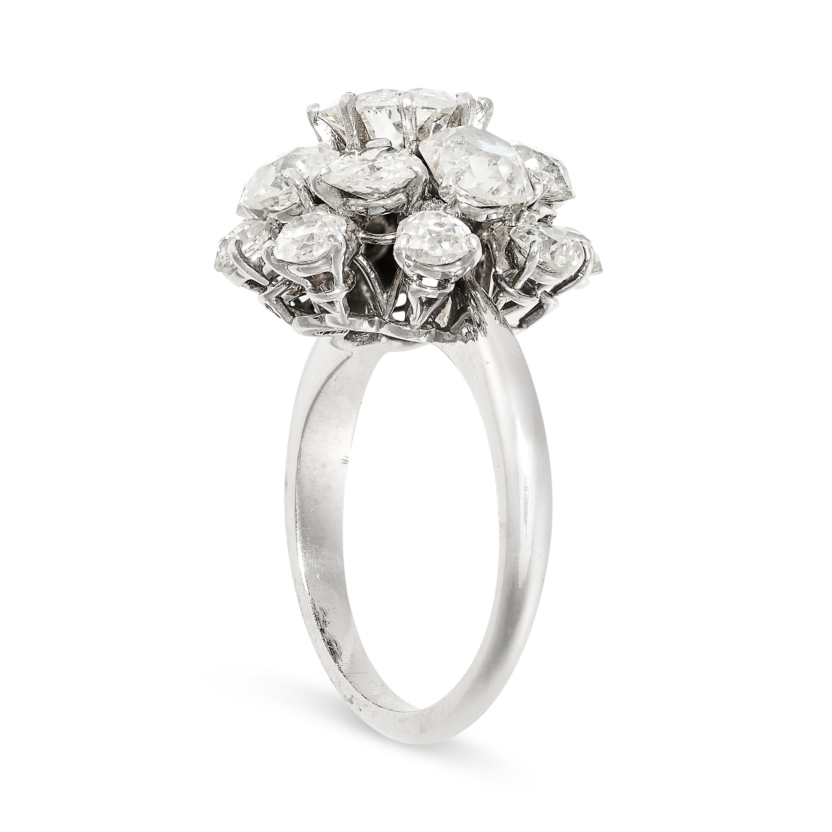 A FRENCH DIAMOND CLUSTER RING in platinum, set with a central old cut diamond of 1.10 carats, within - Image 2 of 2