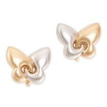 BVLGARI, A PAIR OF FARFALLE BUTTERFLY EAR CLIPS in 18ct yellow and white gold, each designed as a