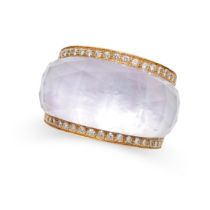 STEPHEN WEBSTER, A ROCK CRYSTAL, MOTHER OF PEARL AND DIAMOND CRYSTAL HAZE RING in 18ct yellow