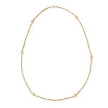 AN ANTIQUE FANCY LINK CHAIN NECKLACE in yellow gold, formed of a series of fancy links punctuated by