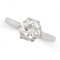 A 2.02 CARAT SOLITAIRE DIAMOND ENGAGEMENT RING in platinum, set with an old European brilliant cut