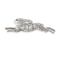 AN ANTIQUE DIAMOND HARE BROOCH in platinum and yellow gold, set with old mine cut and rose cut