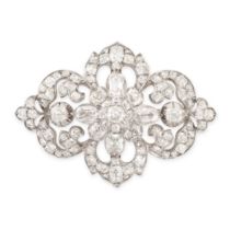 A VERY FINE ANTIQUE DIAMOND BROOCH, 19TH CENTURY in yellow gold and silver with later rhodium