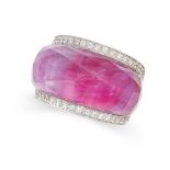 STEPHEN WEBSTER, A ROCK CRYSTAL, PINK HARDSTONE AND DIAMOND CRYSTAL HAZE RING in 18ct white gold,
