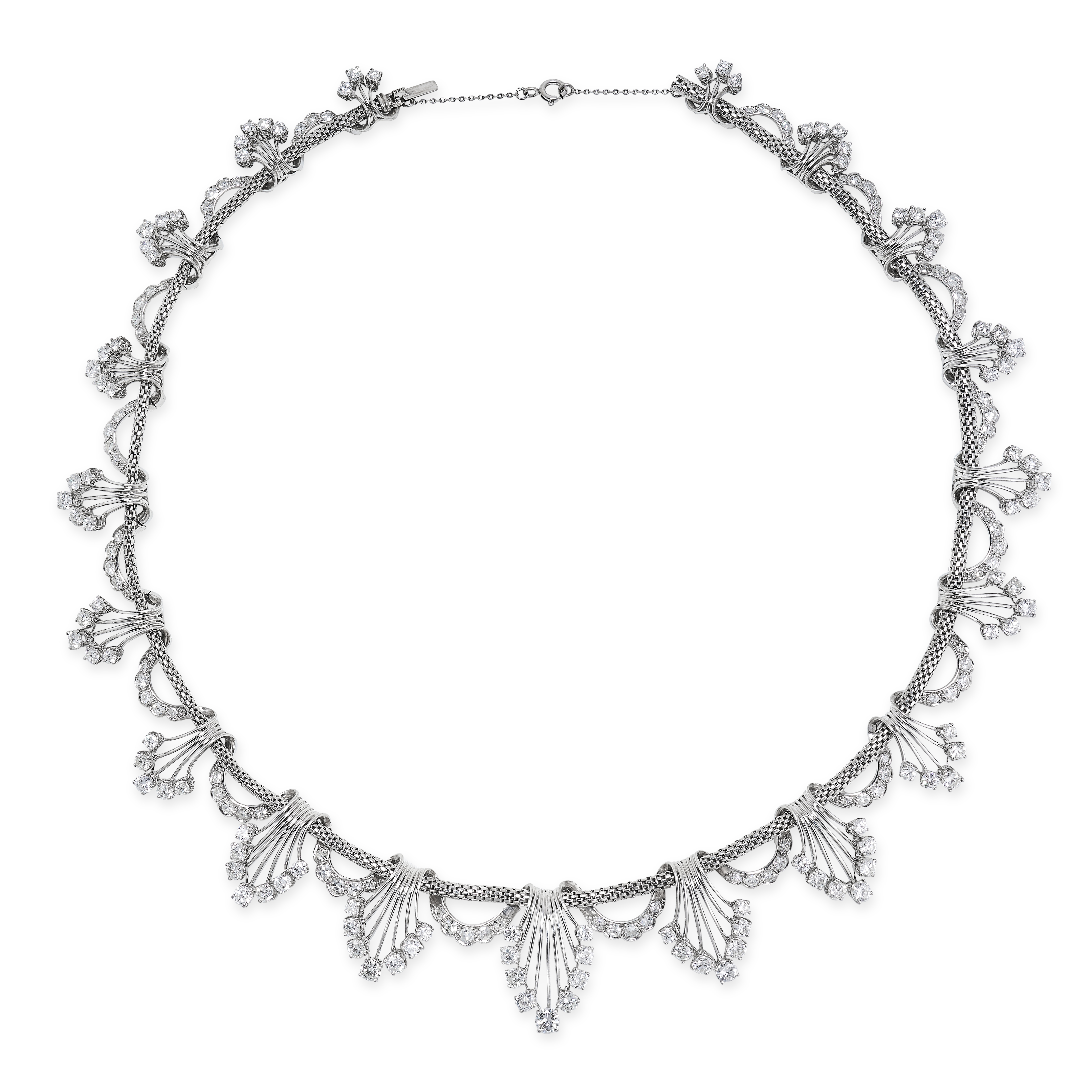 A VINTAGE DIAMOND TIARA / NECKLACE, 1950's, the woven chain suspending a scrolling fringe set with - Image 3 of 3