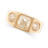 A FRENCH DIAMOND GYPSY RING in 18ct yellow gold, set with a principal old mine cut diamond of 1.97