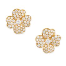 VAN CLEEF & ARPELS, A PAIR OF DIAMOND COSMOS CLIP EARRINGS in 18ct yellow gold, each designed as a