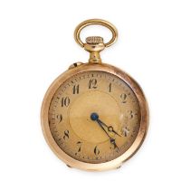 AN ANTIQUE DIAMOND POCKET WATCH in 18ct yellow gold, the circular case with textured and cross