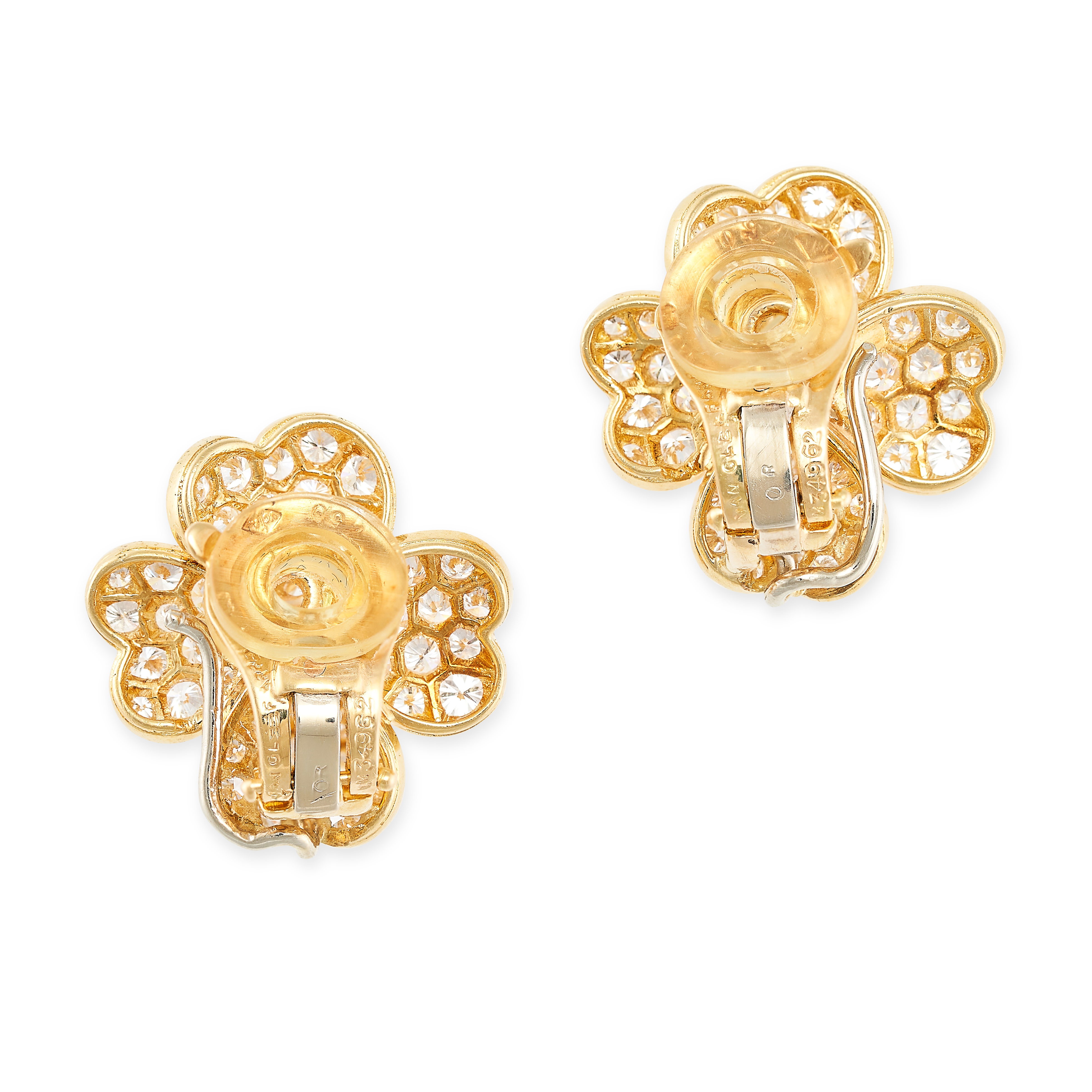 VAN CLEEF & ARPELS, A PAIR OF DIAMOND COSMOS CLIP EARRINGS in 18ct yellow gold, each designed as a - Image 2 of 2