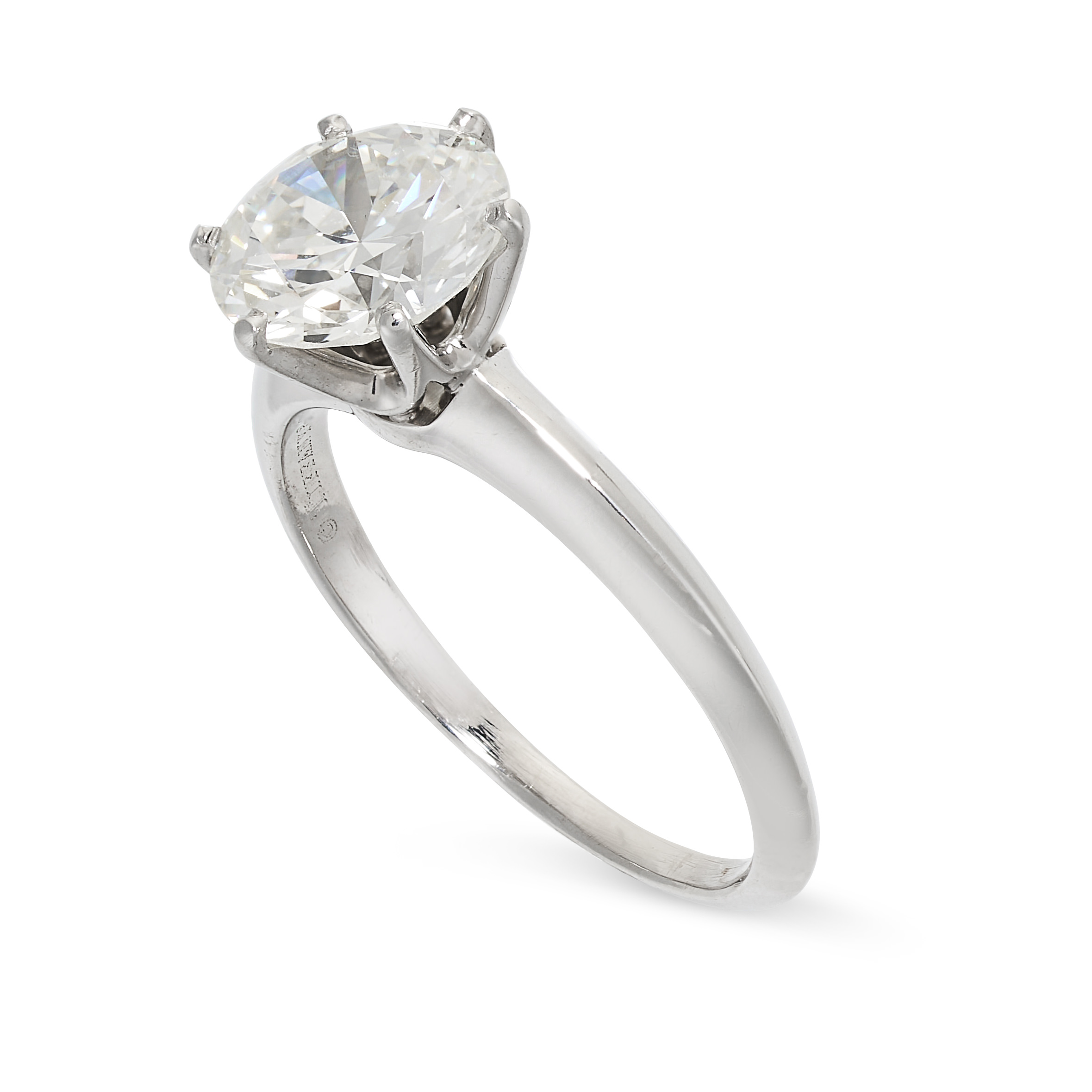 TIFFANY & CO, A SOLITAIRE DIAMOND ENGAGEMENT RING in platinum, set with a round brilliant cut - Image 2 of 2