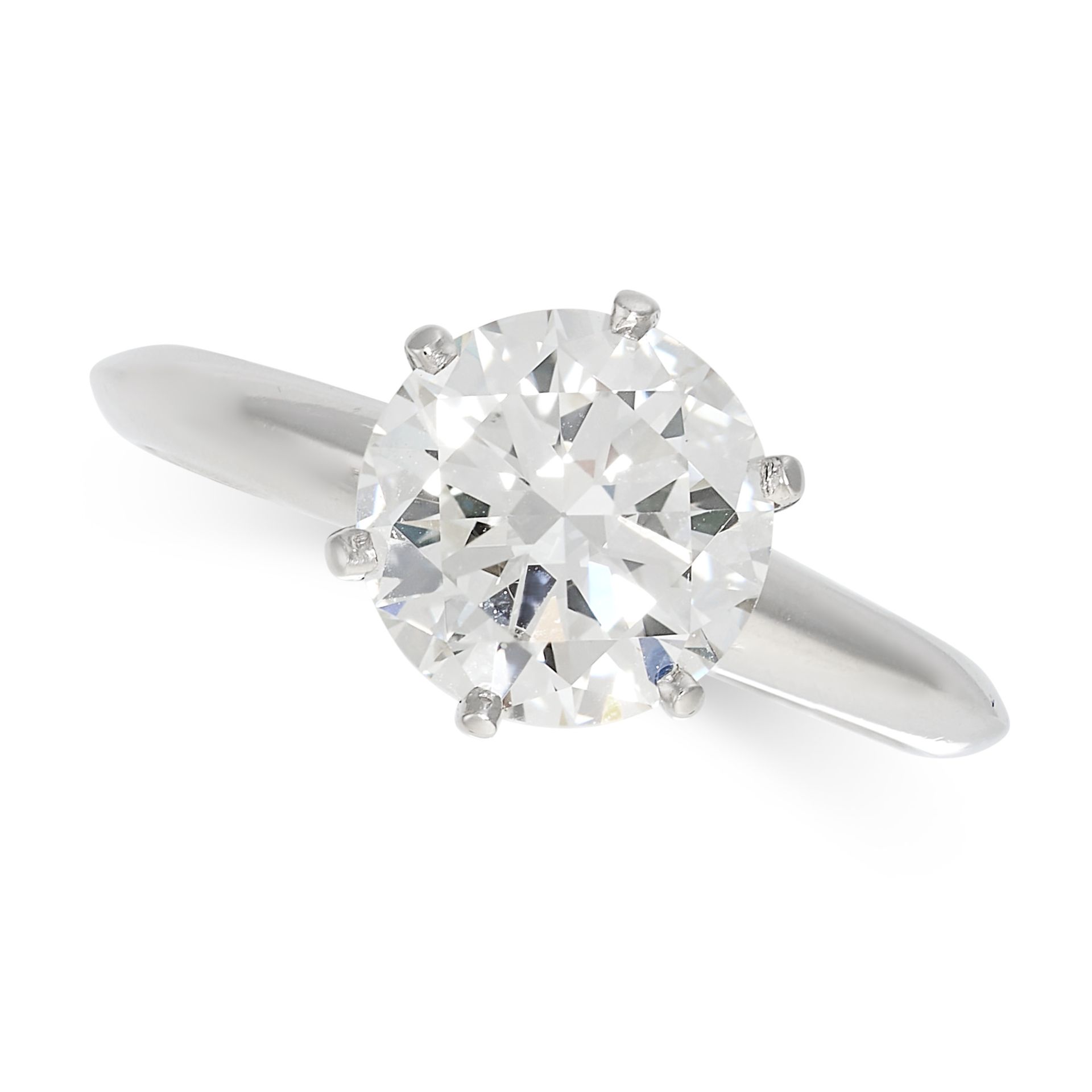 TIFFANY & CO, A SOLITAIRE DIAMOND ENGAGEMENT RING in platinum, set with a round brilliant cut