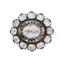 A FINE ANTIQUE DIAMOND AND ENAMEL BROOCH, 19TH CENTURY in yellow gold and silver, set to the