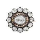 A FINE ANTIQUE DIAMOND AND ENAMEL BROOCH, 19TH CENTURY in yellow gold and silver, set to the
