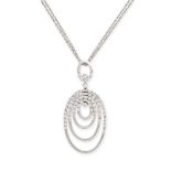 A DIAMOND PENDANT AND CHAIN in 18ct white gold, the articulated body formed of graduated oval