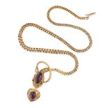 AN ANTIQUE VICTORIAN GARNET SNAKE NECKLACE in yellow gold, designed as the body of a snake, the head