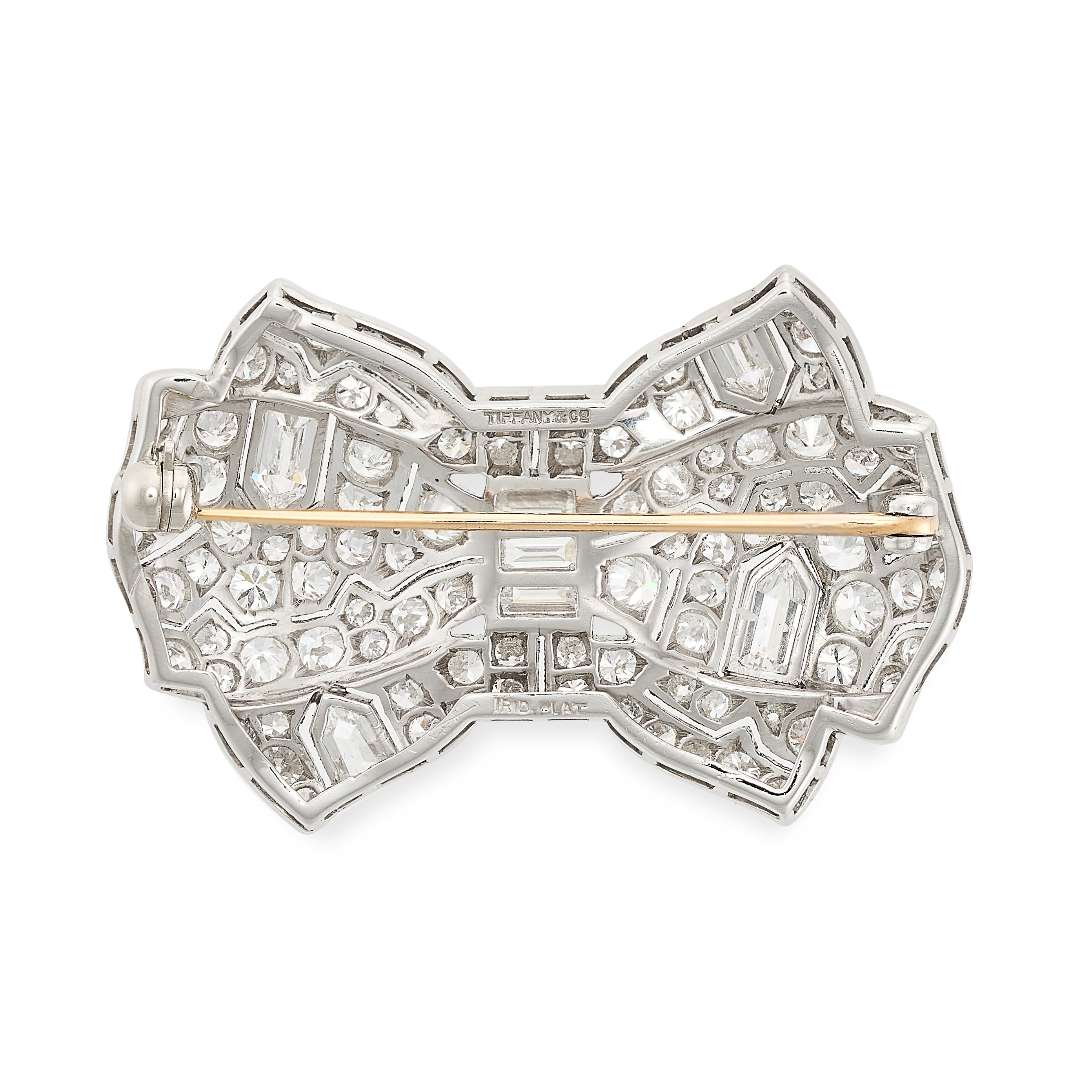 TIFFANY & CO, A FINE ART DECO DIAMOND BOW BROOCH in platinum, designed as a bow, set with round - Image 2 of 2