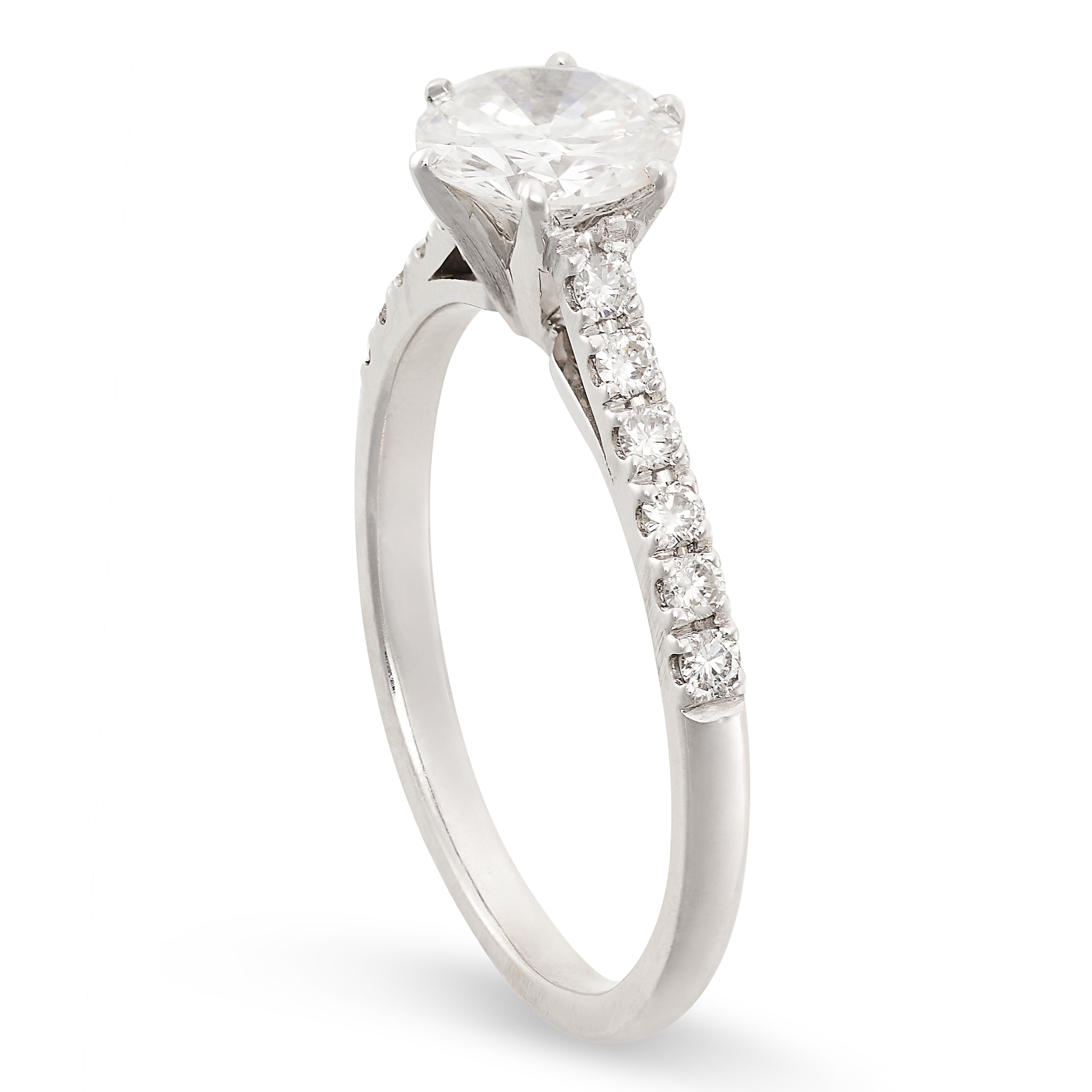 A SOLITAIRE DIAMOND ENGAGEMENT RING in 18ct white gold, set with a round brilliant cut diamond of - Image 2 of 2