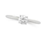 A SOLITAIRE DIAMOND RING set with a round brilliant cut diamond of 0.50 carats, stamped 14kt, size M