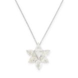 A DIAMOND CLUSTER PENDANT NECKLACE the pendant comprising a cluster of trillion, marquise and pear