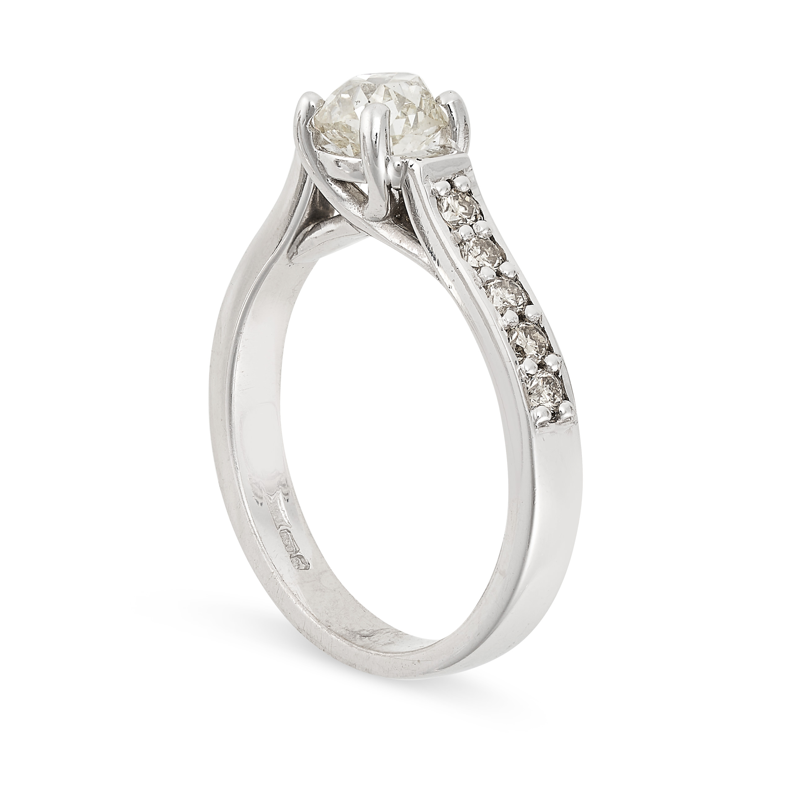 A DIAMOND RING in 18ct white gold, set with an old cut diamond of 0.40 carats, the band half set - Image 2 of 2