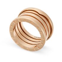 BULGARI, A B ZERO 1 RING in 18ct rose gold, with engraved lettering 'BVLGARI' to the sides, signed