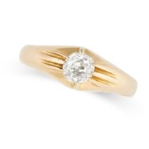 AN ANTIQUE DIAMOND GYPSY RING in 18ct yellow gold, set with an old cut diamond of 0.58 carats,