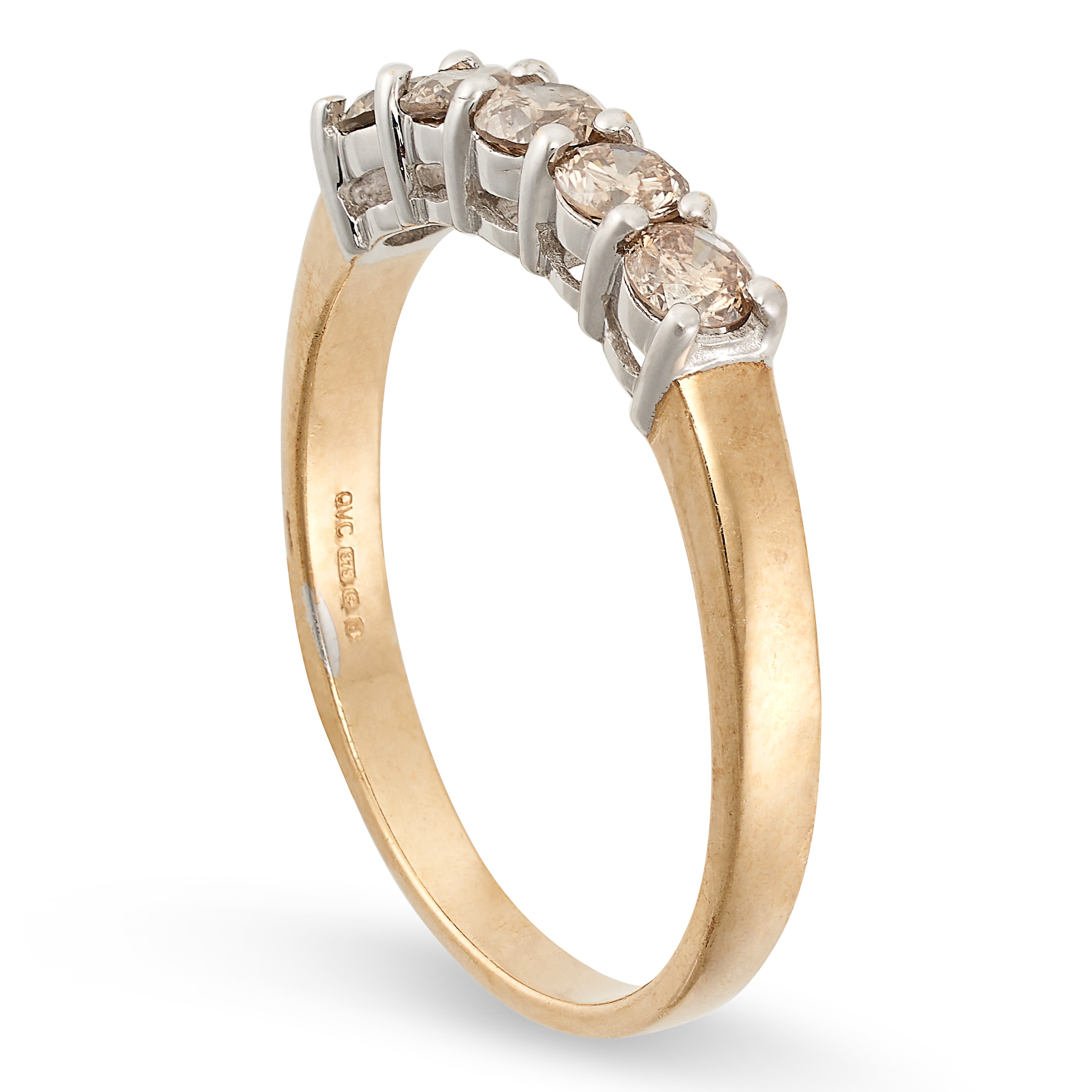 A DIAMOND FIVE STONE RING in 9ct yellow gold, set with five round brilliant cut diamonds all - Image 2 of 2
