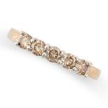 A DIAMOND FIVE STONE RING in 9ct yellow gold, set with five round brilliant cut diamonds all