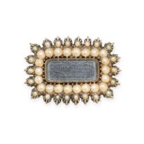 AN ANTIQUE PEARL MOURNING LOCKET BROOCH, 19tTH CENTURY in yellow gold, set with a cushion shaped