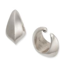 GEORGE JENSEN, A PAIR OF SILVER HOOP EARRINGS in sterling silver, each designed as a tapering