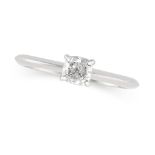 A SOLITAIRE DIAMOND RING set with a cushion cut diamond of 0.50 carats, stamped 14kt, size M / 6,